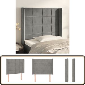 vidaXL Hoofdbord met randen - Lichtgrijs Fluweel Klassieke Hoofdbord - Hoofdbord Grijs - Velvet Hoofdbord - Bedhoofd - Beddecoratie