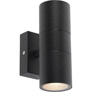 QAZQA duo - Moderne Dimbare LED Smart Wandlamp incl. wifi met Dimmer Up Down voor buiten - 2 lichts - D 11 cm - Zwart - Buitenverlichting