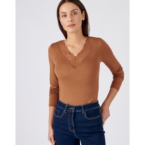 Damart - T-shirt met lange mouwen kant Thermolactyl onzichtbaar - Dames - Bruin - M
