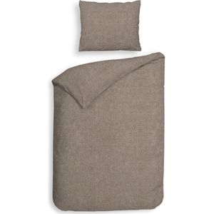 Heckettlane Franela Dekbedovertrek - Eenpersoons - Flanel - 140x200-220cm - Taupe