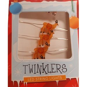 2 stuks met 10 kleine LED-lampjes aan snoer met rendiertjes – Werkt op batterijen. Kerst cadeau