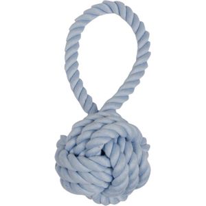 Nobleza Honden speelbal aan touw - Hondentouw met bal - Honden speeltouw met lus - 18 cm - Blauw