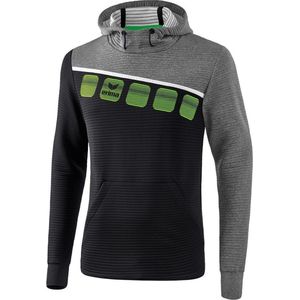 Erima Teamline 5-C Sweatshirt met Capuchon Kind Zwart-Grijs Melange-Wit Maat 128