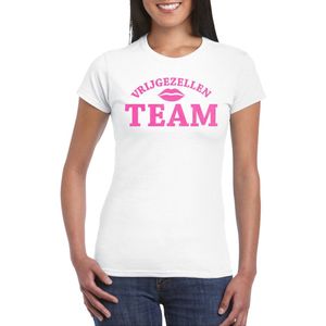 Bellatio Decorations Vrijgezellenfeest T-shirt dames - wit - roze glitter - bruiloft - groep/team XXL