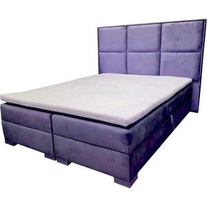 Boxspringbed grand- 140x200- met opbergruimte- met vaste matras- inclusief topper 4cm dik - antraciet velvet