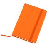 Notitieblokje oranje met harde kaft en elastiek 9 x 14 cm - 100x blanco paginas - opschrijfboekjes