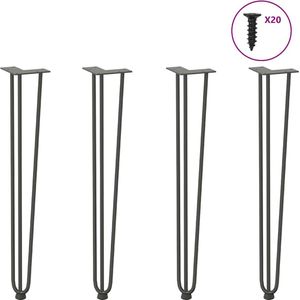 vidaXL - Haarspeld - tafelpoten - 4 - st - cm - massief - staal - antracietkleurig