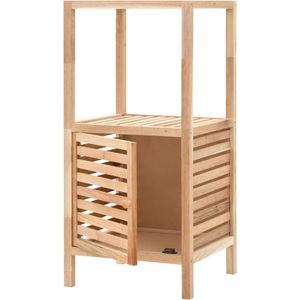 Stijlvolle badkamerkast van walnotenhout Badkamerkast - Opbergkast - Houten Kast - Badkamerspiegel - Walnotenhout