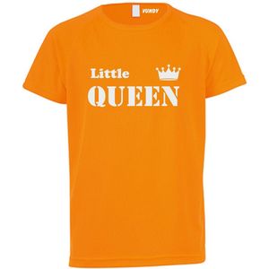 T-shirt kinderen Little Queen | koningsdag kinderen | oranje shirt | Oranje | maat 92