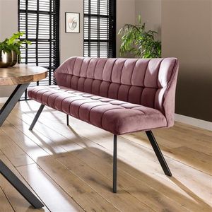 DH Interior Velvet Eetkamerbank Romy Roze 200 cm Geblokt - Velvet - Modern - 180 x 59 x 84 cm