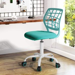Bureaustoel bureaustoel in hoogte verstelbare draaibare stoffen zitting ergonomische werkstoel zonder armleuning, turquoise