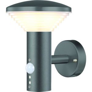 Oneiro’s Luxe wandlamp Bitburg 900lm 11W RVS 14,8 x 18,3 cm antraciet - zwart - prikspot - zonne-energie - led buiten - lamp - solar – LED – tuinverlichting – tuin – zomer – verlichting – Solarlamp