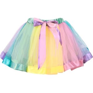 KIMU Tutu Pastel Regenboog Petticoat - Maat XS S - 140 146 152 158 164 - Tule Rokje Rok Doorschijnend - Tulerokje Unicorn Kostuum Eenhoorn Pakje Festival