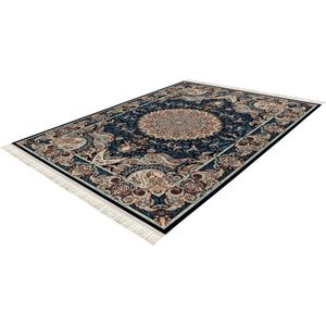 Lalee Oriental Perzisch Vloerkleed - oosters- hoge kwaliteit- hoge dichtheid- franjes- klassieke karpet- handmade look- 160x230 cm blauw beige