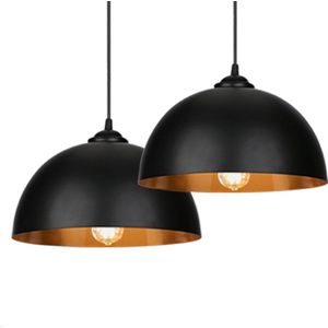 2X Hanglampen lampenkap Hanglamp Industrieel voor binnen Woonkamer, Eetkamer Slaapkamer - pendellamp E27 fitting Koper Industriële Eettafel Lamp plafond plafondlamp metaal- excl. lichtbron