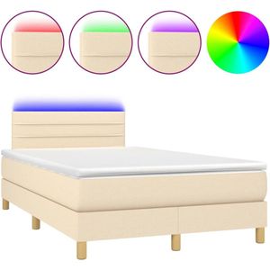 VidaXL Boxspring met Matras en LED - Crèmekleurig - 120x200 cm