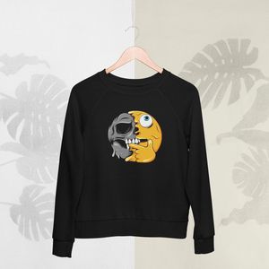 Feel Free - Halloween Sweater - Smiley: Nadenkend gezicht - Maat L - Kleur Zwart