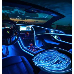 LED strip - EL Wire - 5 Meter -- Auto interieur verlichting -- Blauw -- USB aansluiting