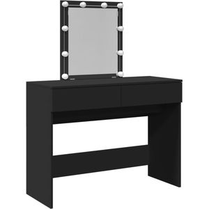 vidaXL Kaptafel - Zwart - 100x40x130 cm - Met LED-verlichting Kaptafel - Kaptafels - Make-uptafel - Make-up Tafel