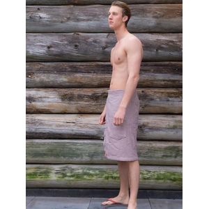 Sauna handdoek heren taupe - omslagdoek met klittenband