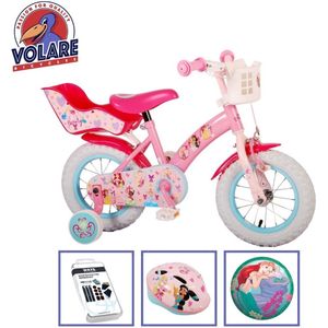 Volare Kinderfiets Disney Princess - 12 inch - Roze - Met fietshelm en accessoires
