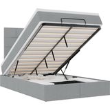 vidaXL - Ottoman - bed - met - matras - en - LED's - 120x200cm - stof - lichtgrijs