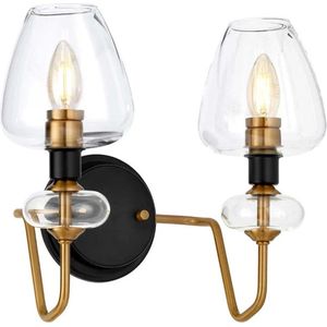Elstead Lighting LED Wandlamp Armand | 2X E14 Max 40W | Aged Brass Plated & Charcoal Black Paint