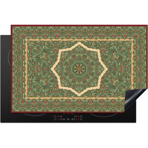 KitchenYeah® Inductie beschermer 80.2x52.2 cm - Perzisch Tapijt - Vloerkleed - Mandala - Groen - Kookplaataccessoires - Afdekplaat voor kookplaat - Inductiebeschermer - Inductiemat - Inductieplaat mat