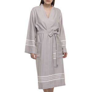 Hamam Badjas Krem Sultan Taupe - M - unisex - hotelkwaliteit - sauna badjas - luxe badjas - dunne zomer badjas - ochtendjas