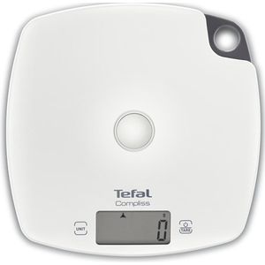 TEFAL BC1000V1 Compliss keukenweegschaal, 5 kg / 1 g schaal, Groot plastic platform, Tarra-functie, LCD-display