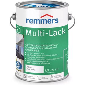UNIVERSELE BESCHERMINGSLAK REMMERS MULTI-LAK 3IN1 WIT RAL 9016 2,5 L geschikt voor vrijwel elke ondergrond.