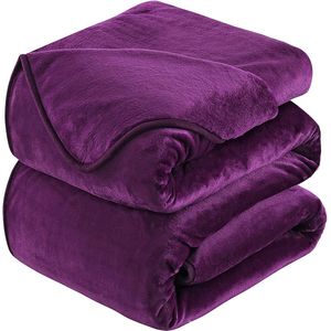 Plaid Dikke Fleece Deken 220x240 cm Purper Zacht en Warm Dubbele Beddeken en Flanellen Sofa Throw Dubbelzijdig Omkeerbaar