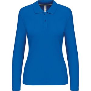 Polo Dames 3XL Kariban Kraag met knopen Lange mouw Light Royal Blue 100% Katoen