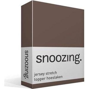 Snoozing Jersey Stretch - Topper - Hoeslaken - Eenpersoons - 90/100x200/220 cm - Taupe