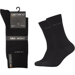 Camano 2 PACK Wol met Tex Unisex Zwart 43/46 Naadloos zonder knellende elastiek
