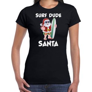 Surf dude Santa fun Kerstshirt / outfit zwart voor dames - Kerstkleding / Christmas outfit XS