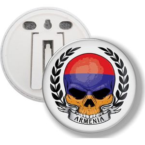 Button Met Clip - Schedel Vlag Armenie
