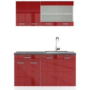 Vicco R-Line Eenpersoonskeuken – 140 cm , WB Antraciet Bordeaux hoogglans/wit , WB Antraciet