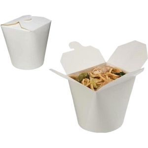 Noodle Box - Asian Food - Wok to go beker - Wit, 50 stuks, 16oz 475ml