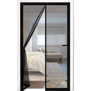 Vliegengordijn Magnetische Hordeur 100x220cm Insectenhor Balkondeur van Glasvezel - Zonder Boren - Gordijnen voor Balkon Woonkamer Slaapkamer Deuren Patio Zwart