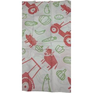 Tafelkleed PHARM Koe / Tomaat / Wortel - 180 x 130 - Stevig Papier - Wit / Groen / Rood