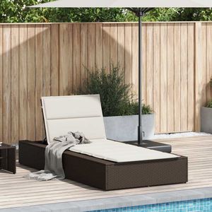 The Living Store Ligbed met zwevend kussen poly rattan bruin - Ligbed - Relaxfauteuil - Lounge Stoel - Buitendecoratie - Terrasdecoratie