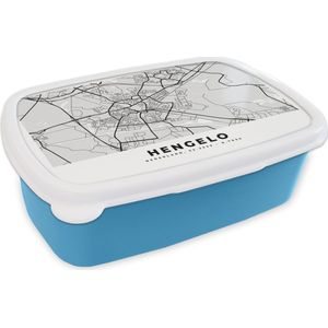Broodtrommel Blauw - Lunchbox - Brooddoos - Stadskaart - Hengelo - Nederland - 18x12x6 cm - Kinderen - Jongen