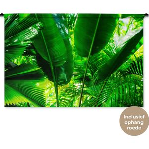 Wandkleed Jungle - Tropische bladeren in jungle fotoprint Wandkleed katoen 150x100 cm - Wandtapijt met foto