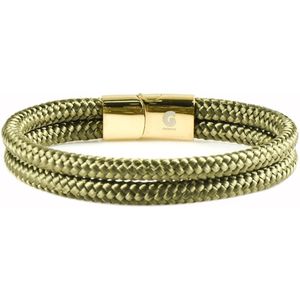 Touw Armband Heren Groen - Goud Dames en Heren 18,5cm Galeara Design NOA met geschenkverpakking