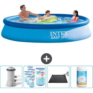 Intex Rond Opblaasbaar Easy Set Zwembad - 366 x 76 cm - Blauw - Inclusief Pomp Filters - Solar Mat - Chloor