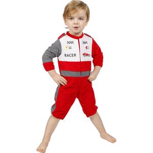 Wilbers & Wilbers - Formule 1 Kostuum - Baby Racer Formule Onesie - Jongen - Rood - Maat 74 - Carnavalskleding - Verkleedkleding