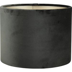 Lampenkap Cilinder - 25x25x16cm - Alice velours zwart - taupe binnenkant