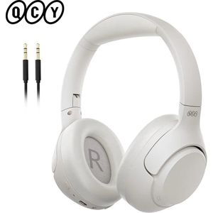 QCY koptelefoon - Koptelefoons - Kinderen - Volwassenen - Bluetooth - Draadloos - Noise cancelling - Witte koptelefoon - Wit