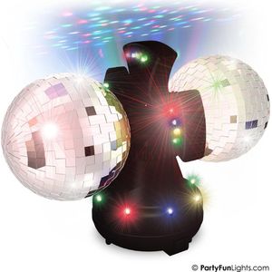 PartyFunLights discolamp - dubbele spiegelbal - roterend - LED